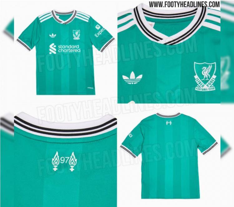 体育直播-利物浦25-26赛季第三球衣曝光:海绿色+现代化经典队徽